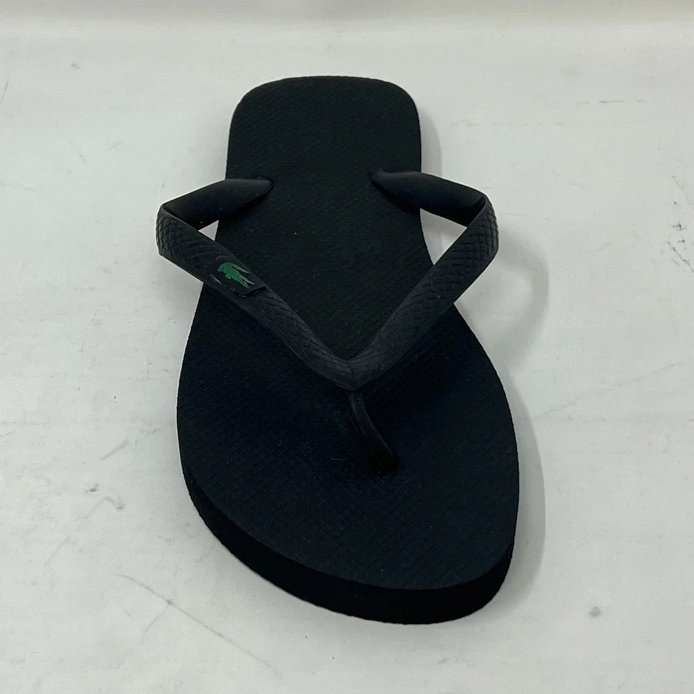 Lacoste Flip Flop Beach Sandals Black with Logo Men's US Size 12 VTG NEW